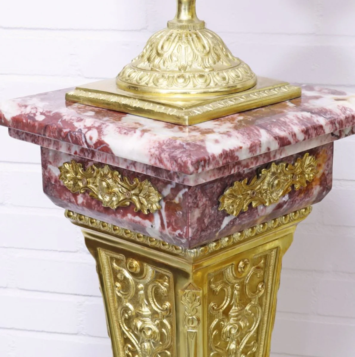 Casa Padrino baroque vases with marble pillars set red / gold 30 x 30 x H. 180 cm - Noble & Sumptuous