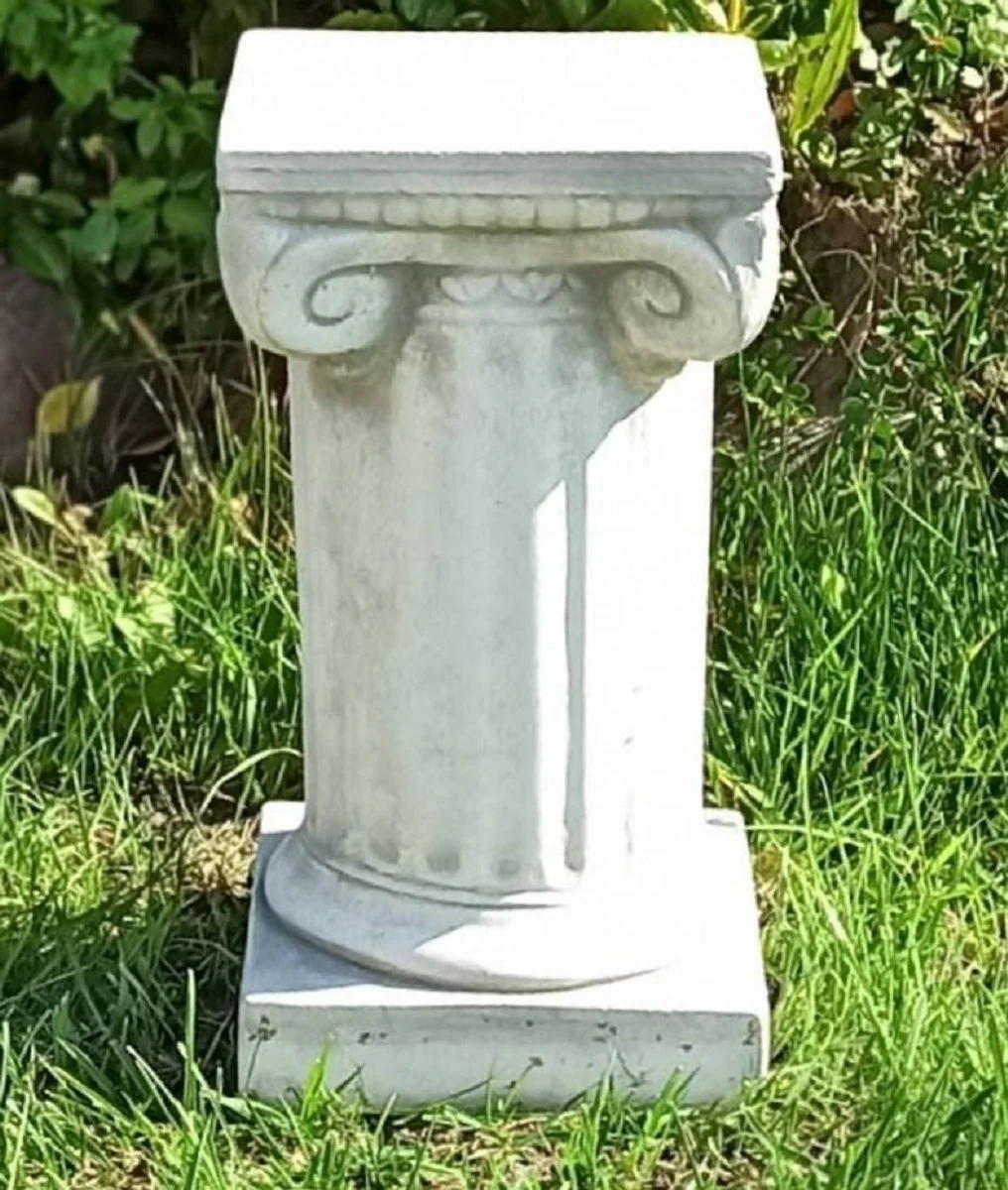 Casa Padrino Pilar Barroco Blanco / Gris 17 x 17 x A. 32 cm - Magn¨ªfica Pilar de Jard¨ªn de Estilo Barroco - Decoraci¨®n Pilar de Piedra - Accesorios de Decoraci¨®n de Terrazas y Jardines Barrocos