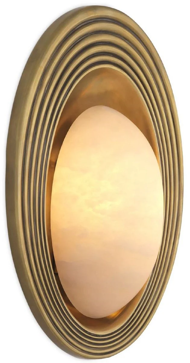Casa Padrino lámpara de pared de lujo latón vintage / alabastro 25 x 10 x A. 45 cm - Lámpara de pared ovalado - Lámpara de pared de salón - Lámpara de pared de hotel - Iluminación de lujo