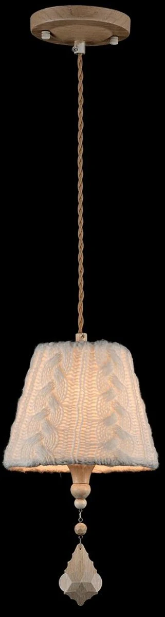 Casa Padrino Baroque Crystal Pendant Lamp / Pendant Light Beige Ø 18 x H. 35 cm - Baroque Style Furniture