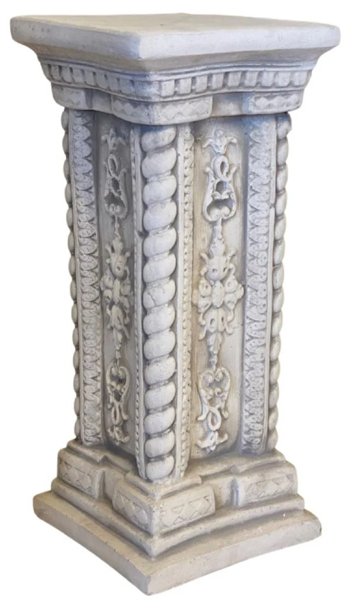 Casa Padrino pilar decorativa de jard¨ªn barroco gris 24 x 24 x A. 57 cm - Pilar de piedra de estilo antiguo - Magn¨ªfica pilar de jard¨ªn - Complementos de decoraci¨®n de terrazas y jardines barrocos