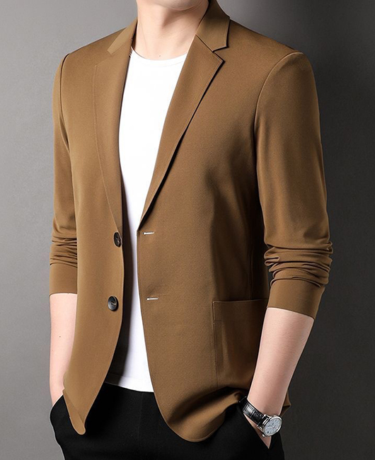 Daily Notch Lapel Buttons Utility Pockets Solid Blazer