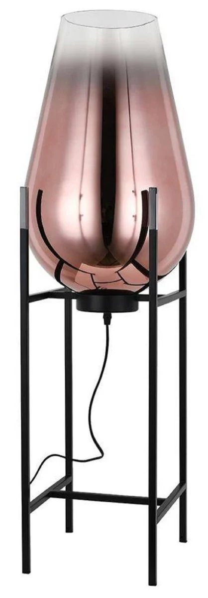 Casa Padrino lámpara de pie de lujo cobre / negro 30 x 30 x A. 97 cm - Lámpara de pie de metal con pantalla de vidrio - Lámparas de pie de lujo - Lámparas de lujo - Interior de lujo