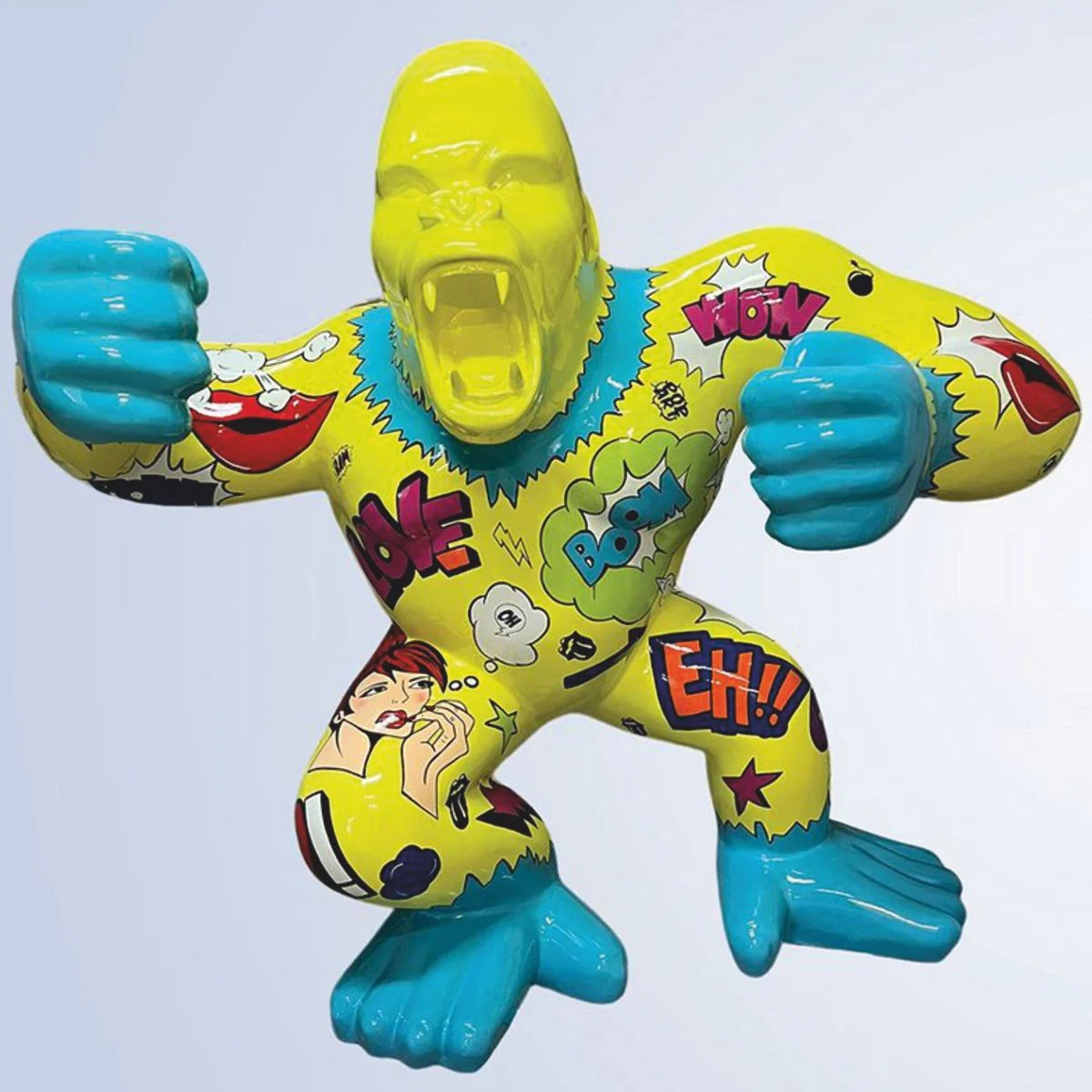 Casa Padrino escultura decorativa XXL mono gorila amarillo / colorido 202 x 102 x A. 180 cm