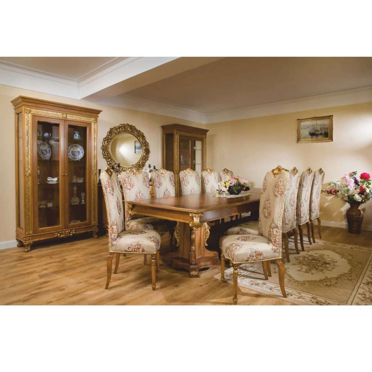 Casa Padrino mesa de comedor barroco de lujo marr¨®n / oro 310 cm - Muebles de comedor barrocos