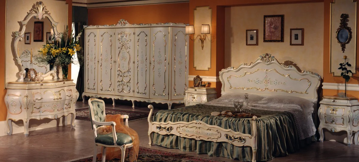 Casa Padrino guardarropa barroco de lujo marfil / multicolor / oro - Magn¨ªfico armario de dormitorio barroco - Muebles de dormitorio de lujo en estilo barroco - Calidad de lujo - Hecho en Italia