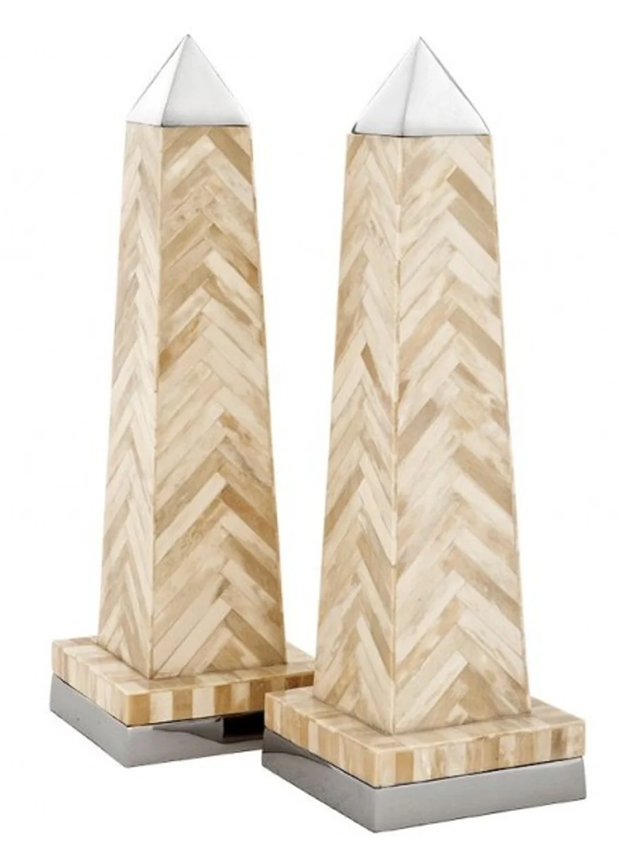 Casa Padrino Luxury Obelisk Set Buffalohorn / Brass nickel plated - Hotel furniture - Luxury decoration