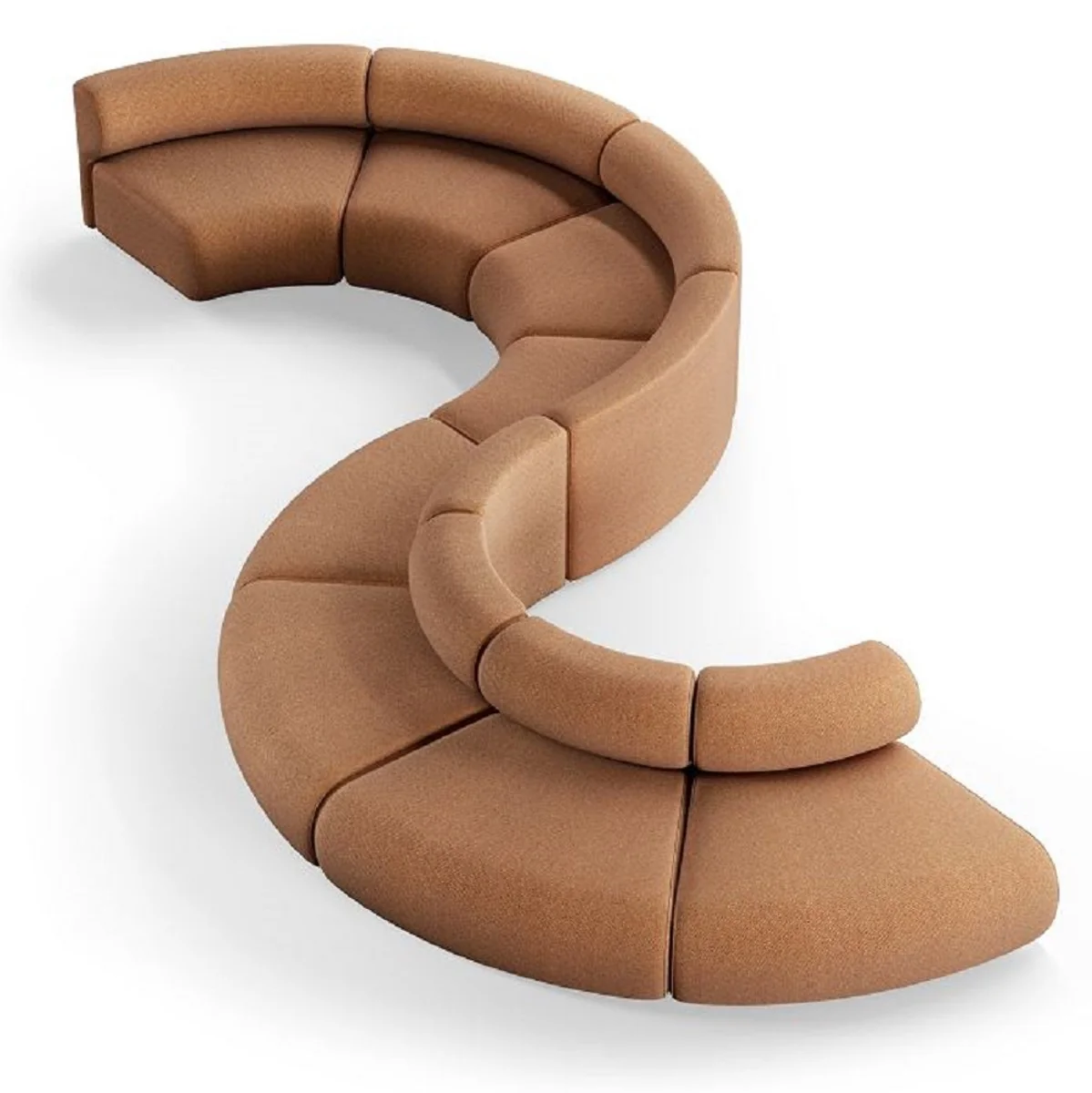 Casa Padrino sof¨¢ de lujo marr¨®n 590 x 340 x A. 72 cm - Sof¨¢ modular curvo de 8 piezas - Sof¨¢ de hotel - Muebles de sal¨®n - Muebles de hotel - Muebles de lujo