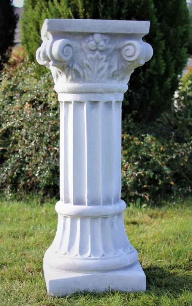 Casa Padrino Pilar Barroco Blanco / Gris A. 76 cm - Magn¨ªfica Pilar de Jard¨ªn de Estilo Barroco - Decoraci¨®n Pilar de Piedra - Accesorios de Decoraci¨®n de Terrazas y Jardines Barrocos