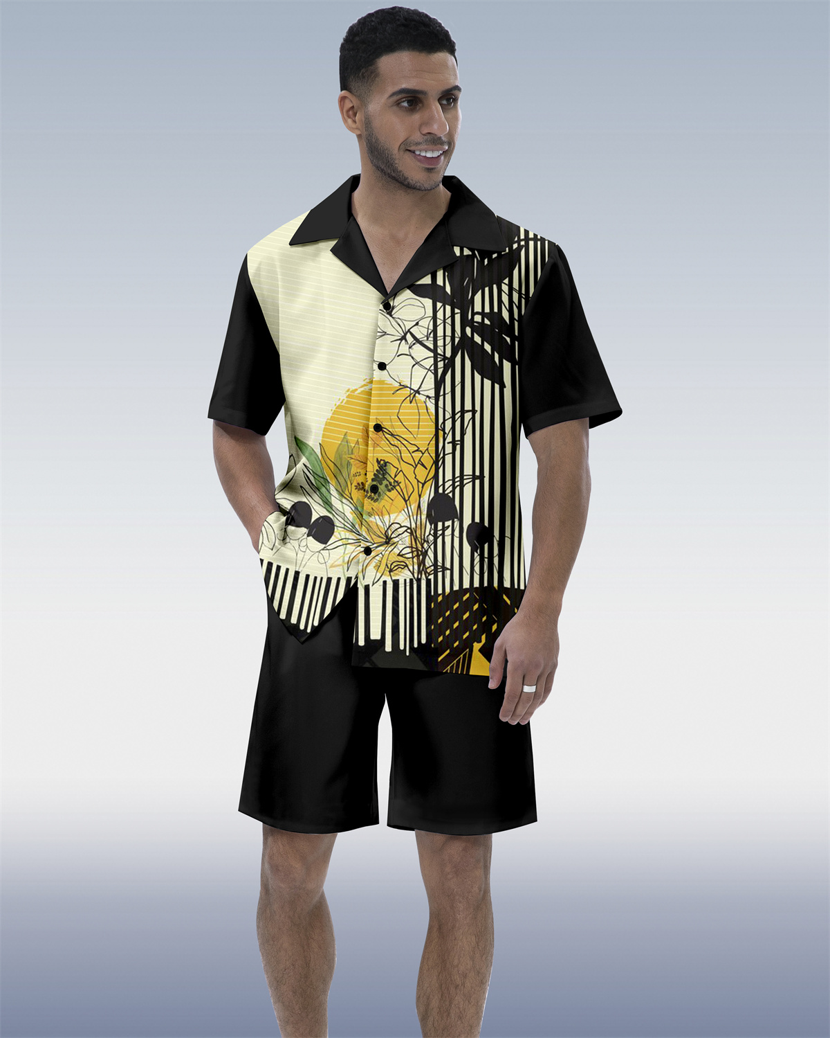 Suitmens Men's Tiki Cocktail Party Hawaiian Short Sleeve Shirt Set 184