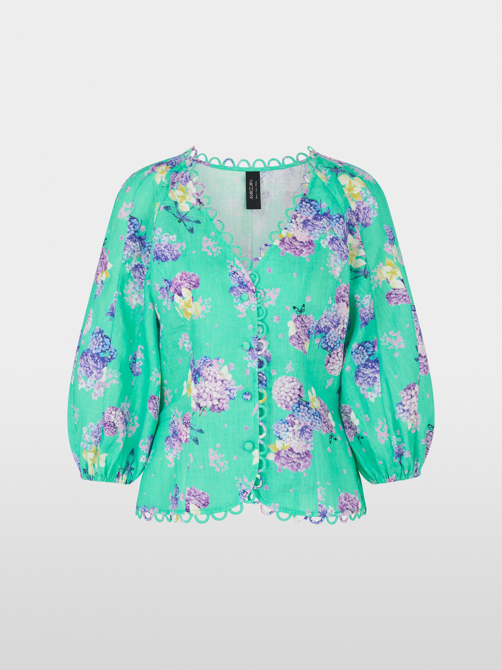 Marc-Cain Fitted linen blouse with print