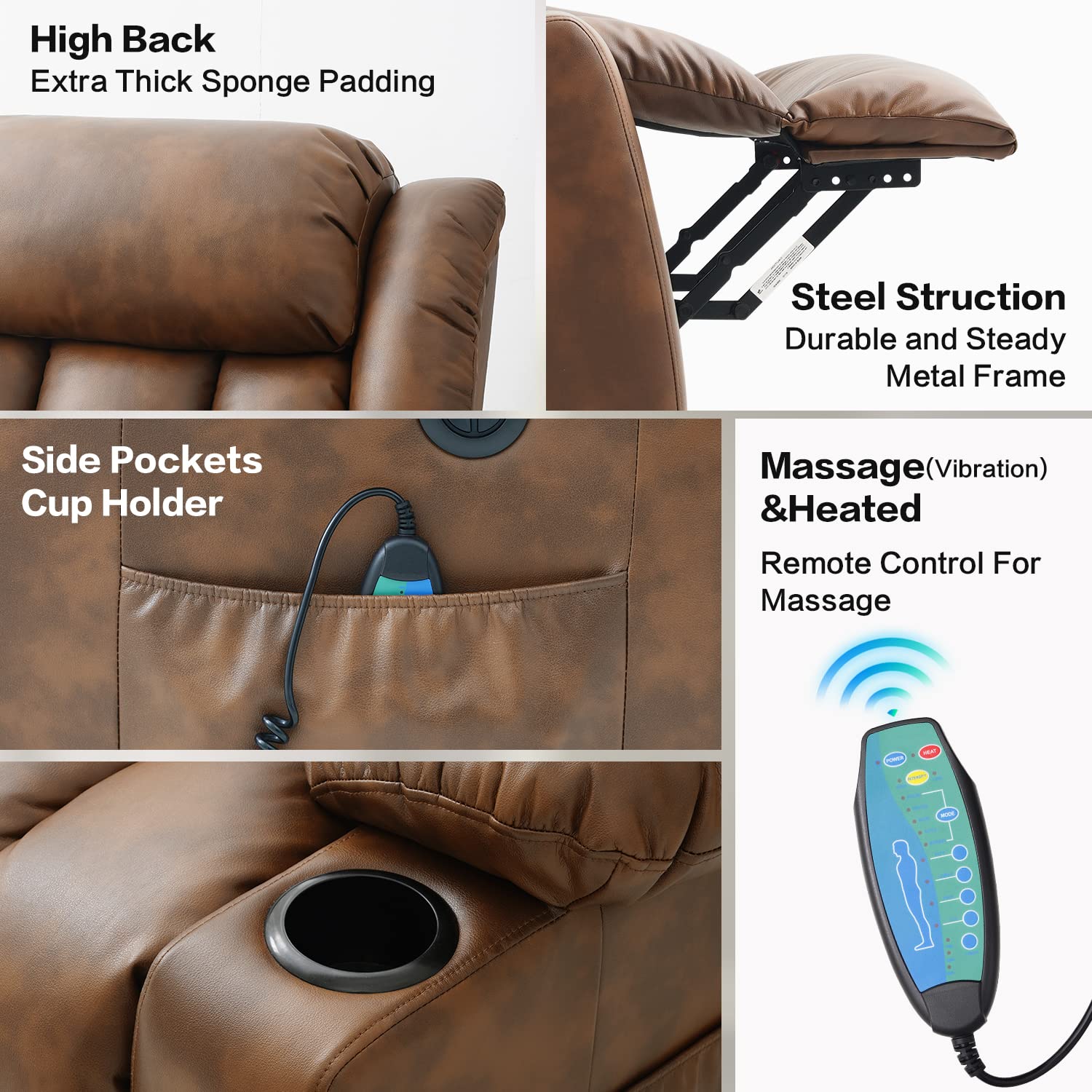 Clearance Sale Mcombo Electric lift Recliner sofa with massage and heating functions, 3 positions, 2 side pockets and cup holders, USB ports!
