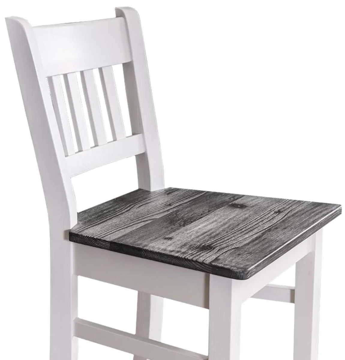 Casa Padrino Silla de Bar Style Rural Blanco / Negro 47 x 47 x H. 107 cm - Muebles de Estilo Rural