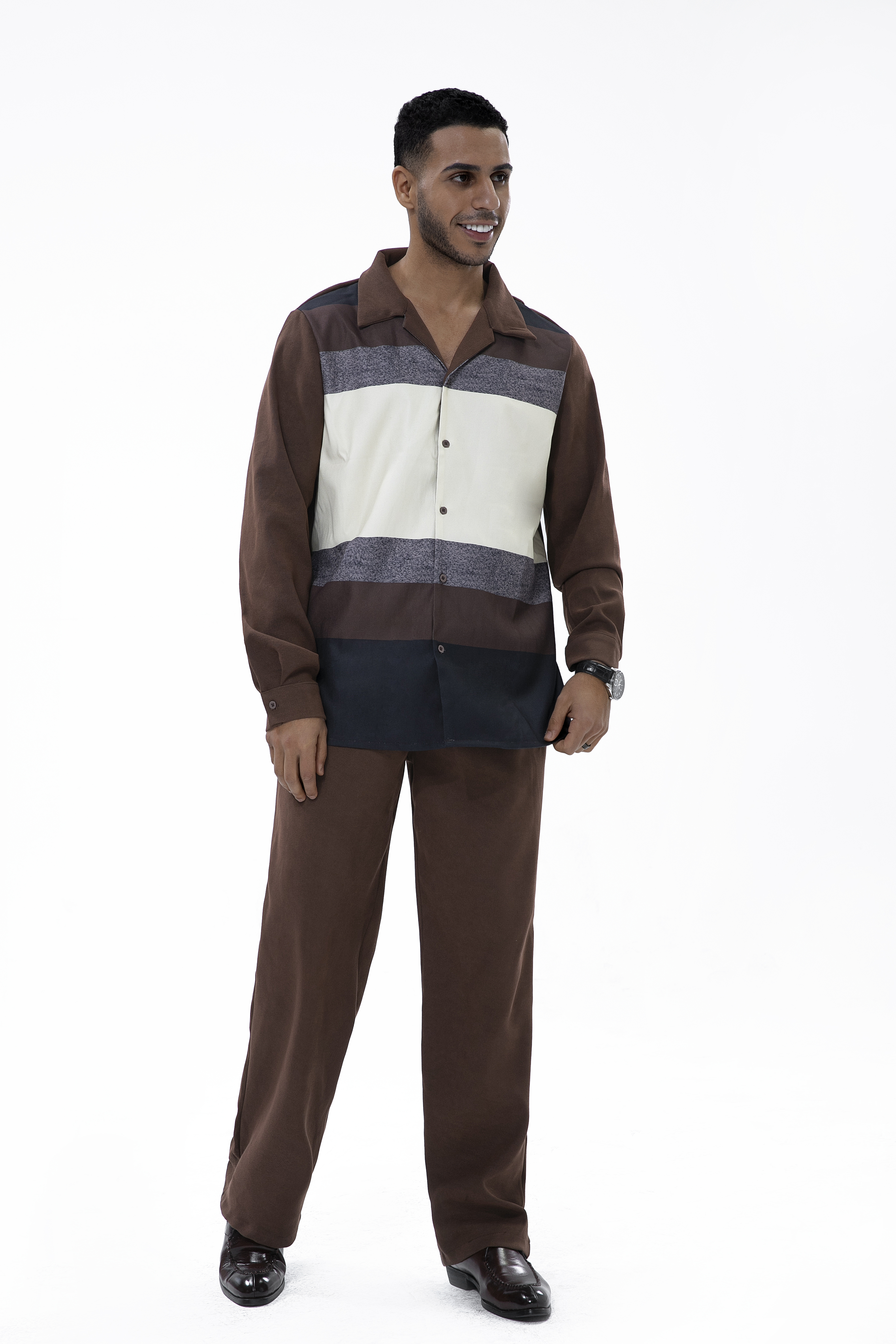 Suitmens Men's Brown Suede Long Sleeve Walking Suit 028