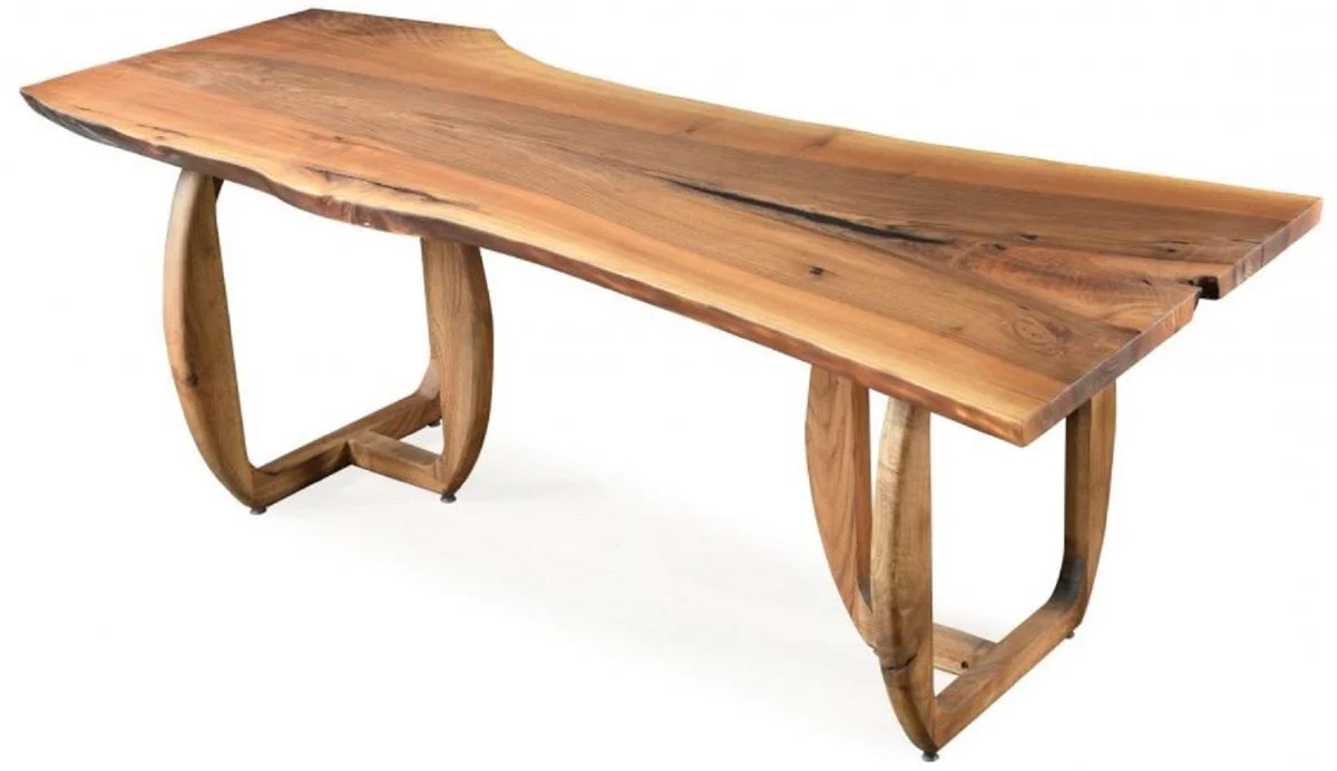 Casa Padrino mesa de comedor de madera maciza de lujo marr¨®n 200 x 100 x A. 76 cm - Mesa de cocina de madera maciza de nogal - Muebles de comedor - Muebles de madera maciza - Muebles de lujo