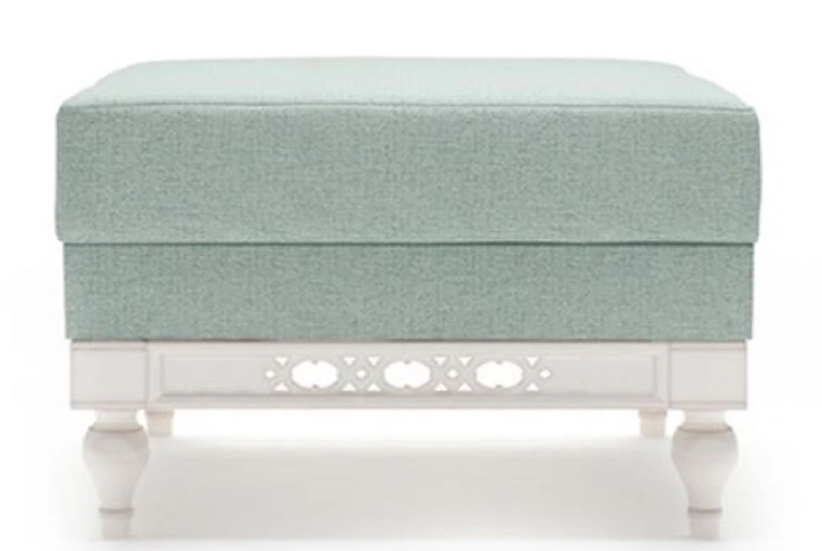 Casa Padrino Taburete Art Nouveau de Lujo Verde Menta / Blanco 62 x 62 x H. 47 cm - Calidad de Lujo