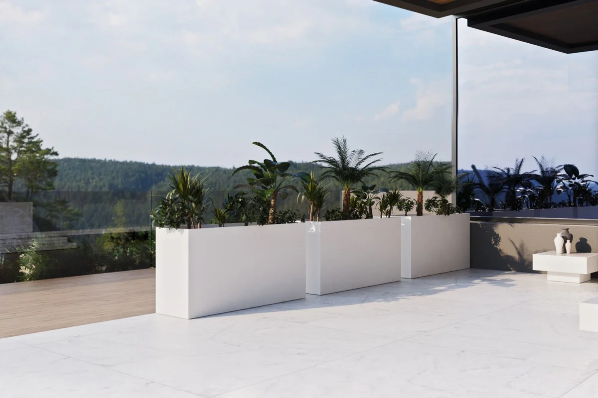 Casa Padrino maceta de lujo blanco mate 160 cm - Maceta rectangular