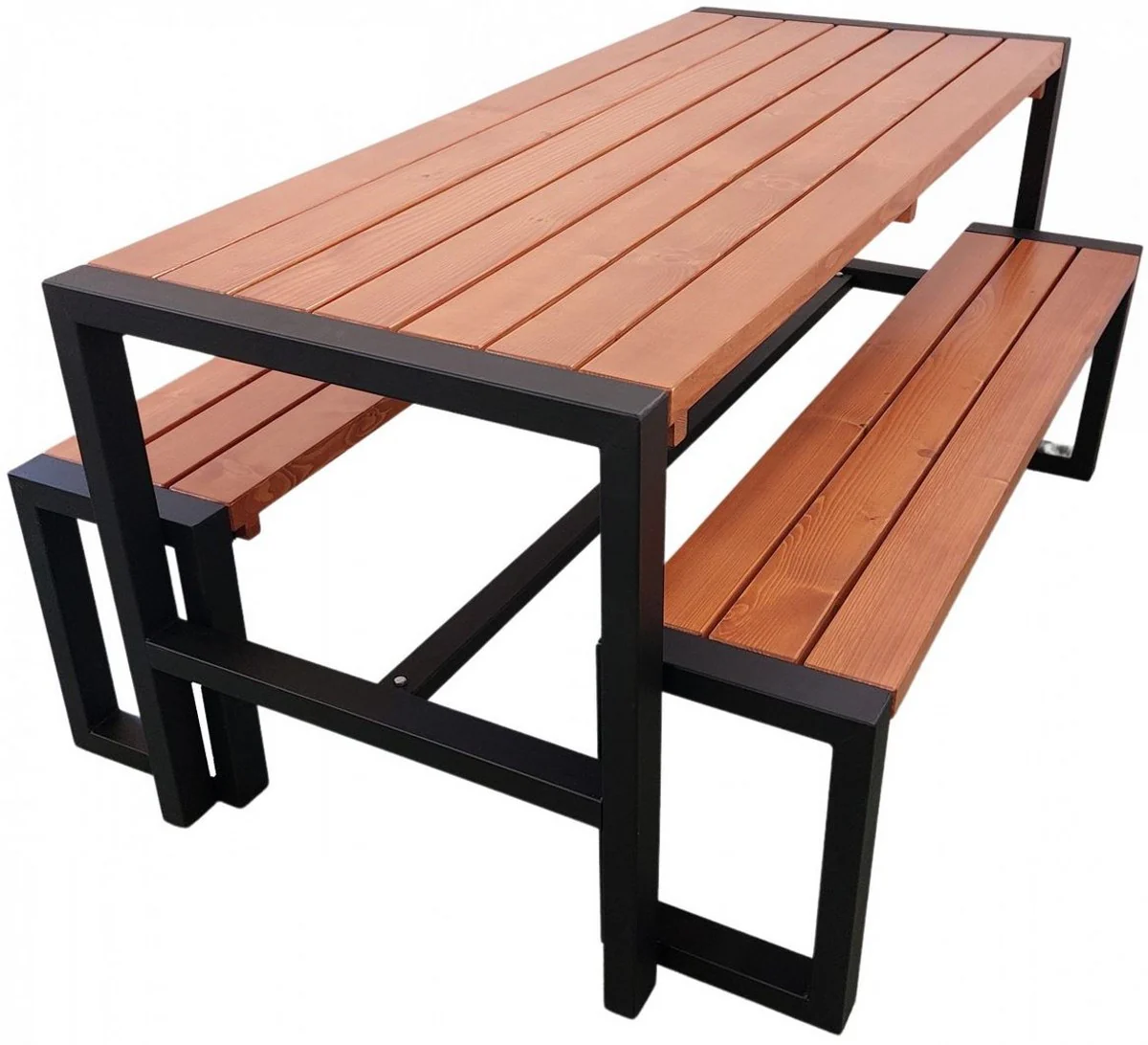 Casa Padrino mesa de jard¨ªn con 2 bancos marr¨®n / negro - Muebles de jard¨ªn