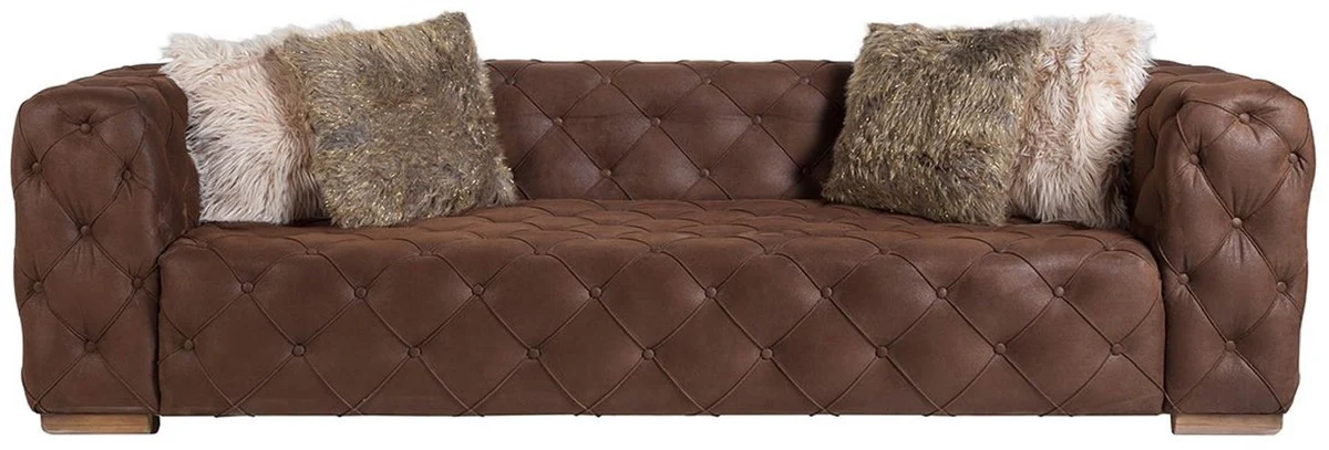 Casa Padrino sof¨¢ de 3 plazas Chesterfield de lujo marr¨®n / marr¨®n claro 240 x 95 x A. 81 cm - Sof¨¢ de Sal¨®n Chesterfield - Muebles de Sal¨®n Chesterfield - Collection de Lujo