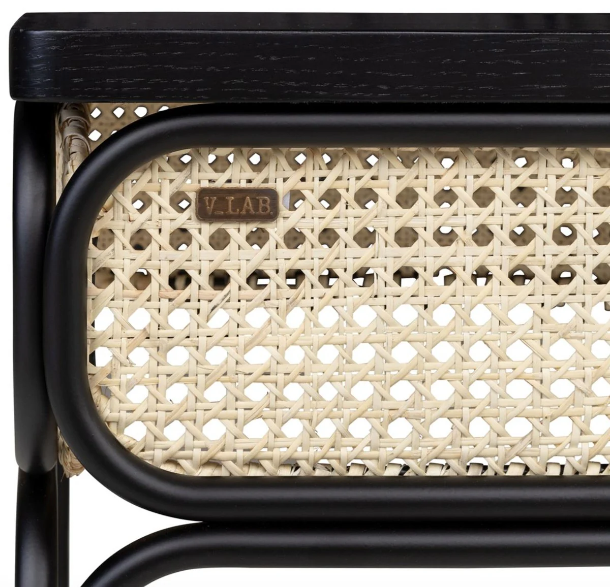 Casa Padrino mesa de centro de dise?o negro / natural 50 x 40 x A. 45,5 cm - Mesa de sal¨®n con tablero de chapa de roble de rat¨¢n noble y estructura de acero con revestimiento en polvo