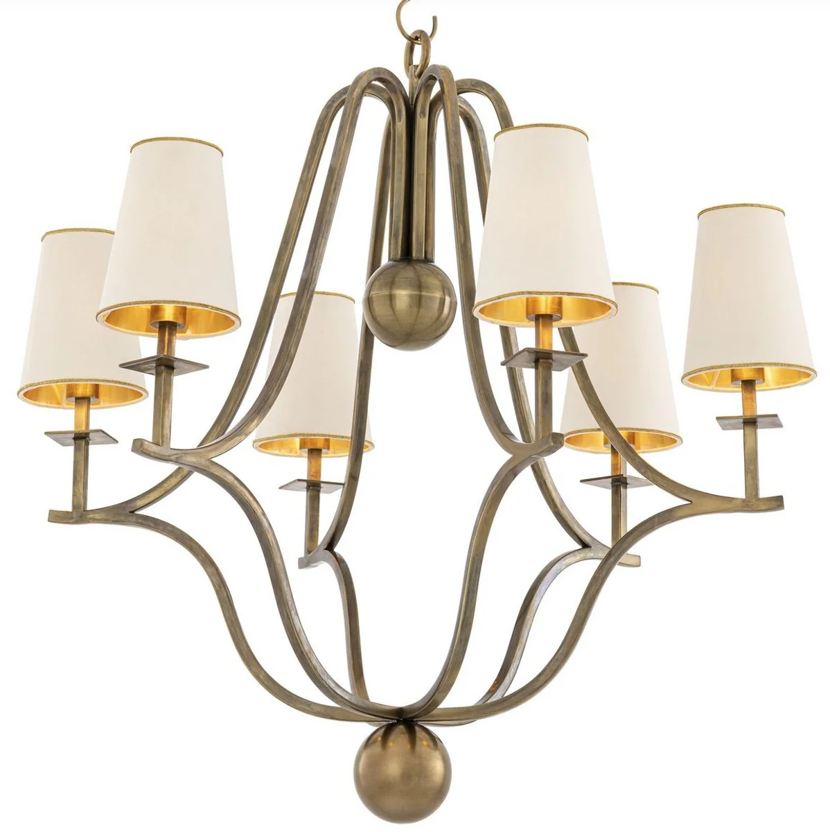 Casa Padrino araña de luces Art Nouveau de lujo latón vintage / blanco / oro 76 x 76 x A. 76 cm - Arañas Barrocas y Art Nouveau - Calidad de Lujo