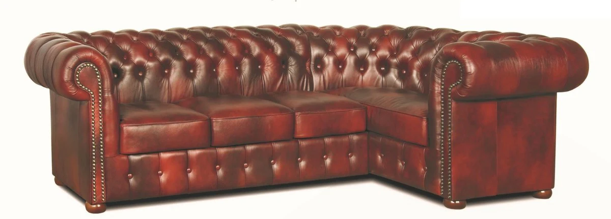 Casa Padrino Chesterfield sof¨¢ esquinero de piel genuina borgo?a 260 x 160 x H. 78 cm - Muebles de Sal¨®n de Lujo