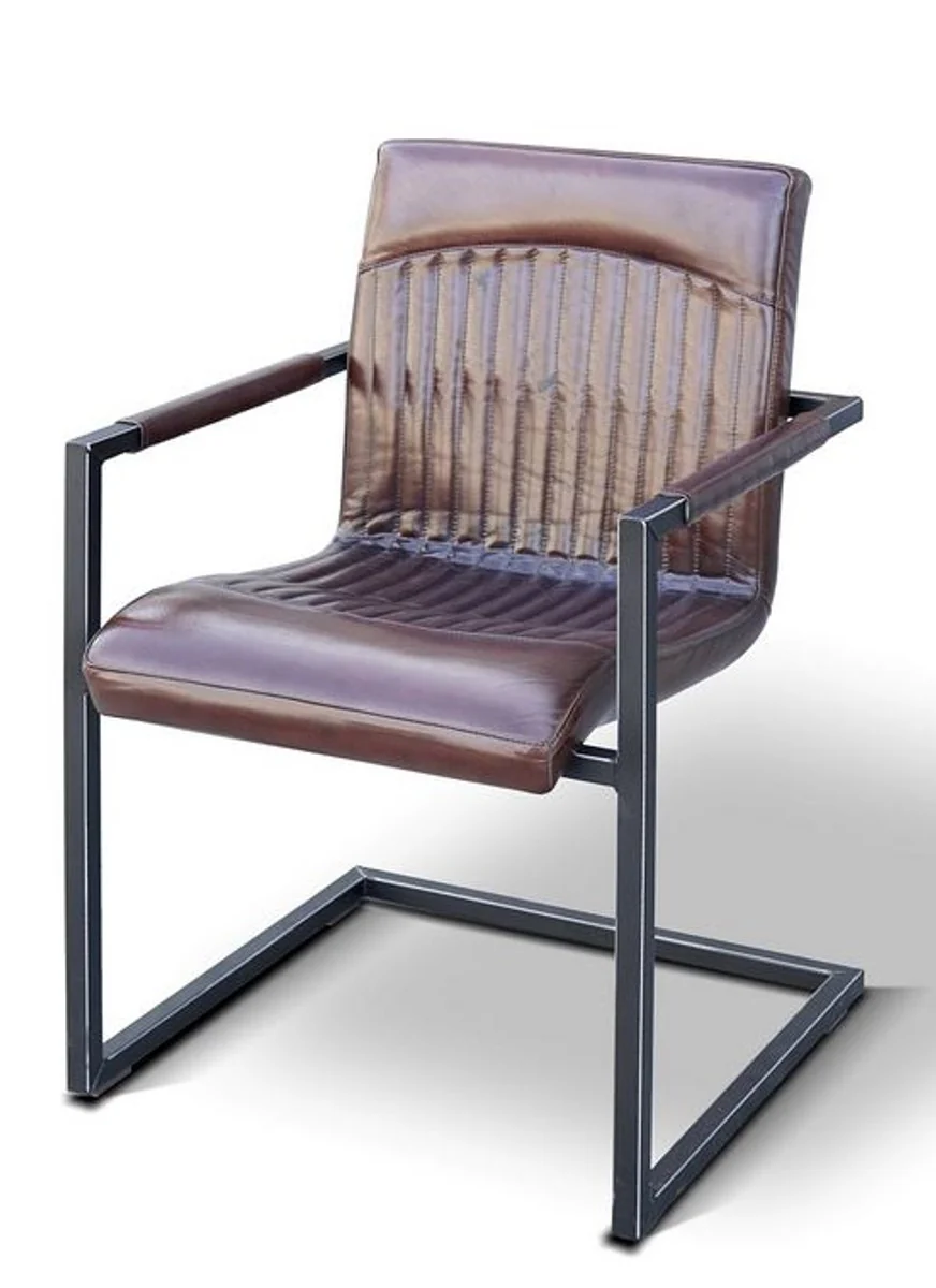 Casa Padrino - Sill¨®n vintage de cuero real industrial - TODOS LOS COLORES - Sill¨®n de lujo Reposabrazos industrial Muebles de dise?o Cuero Buffalo