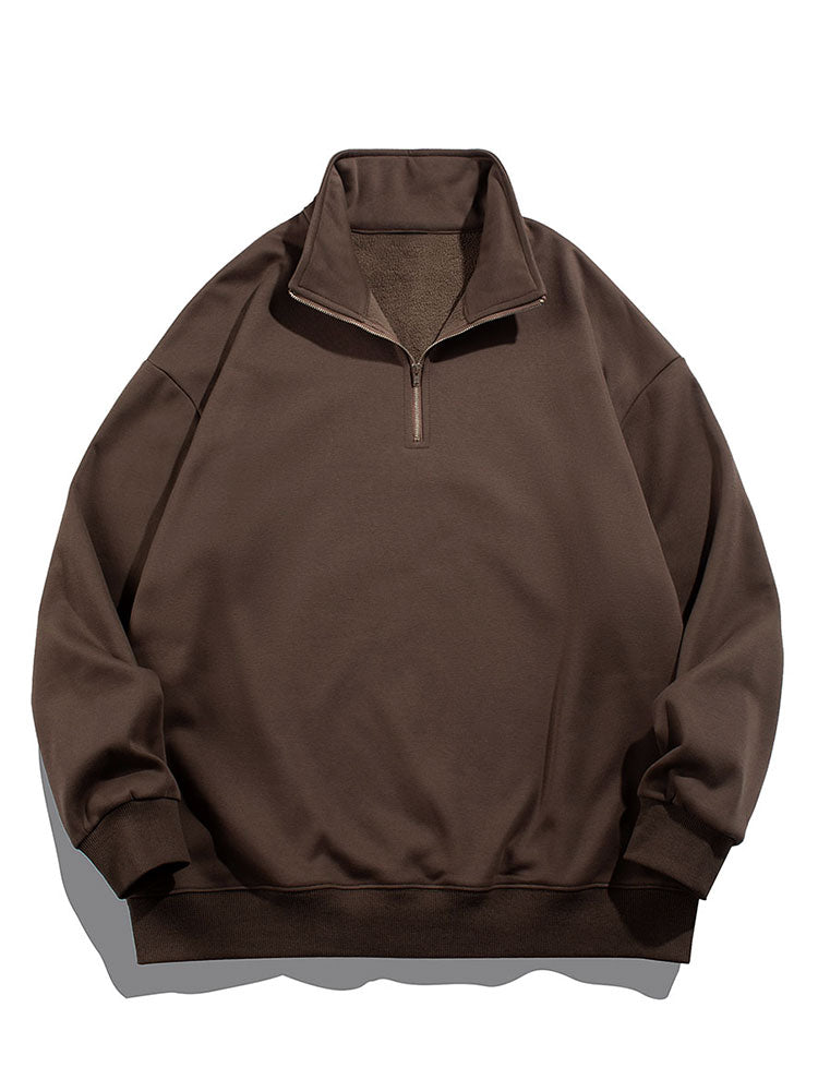 Half Zip Teddy Faux Fur Lined Sweatshirt