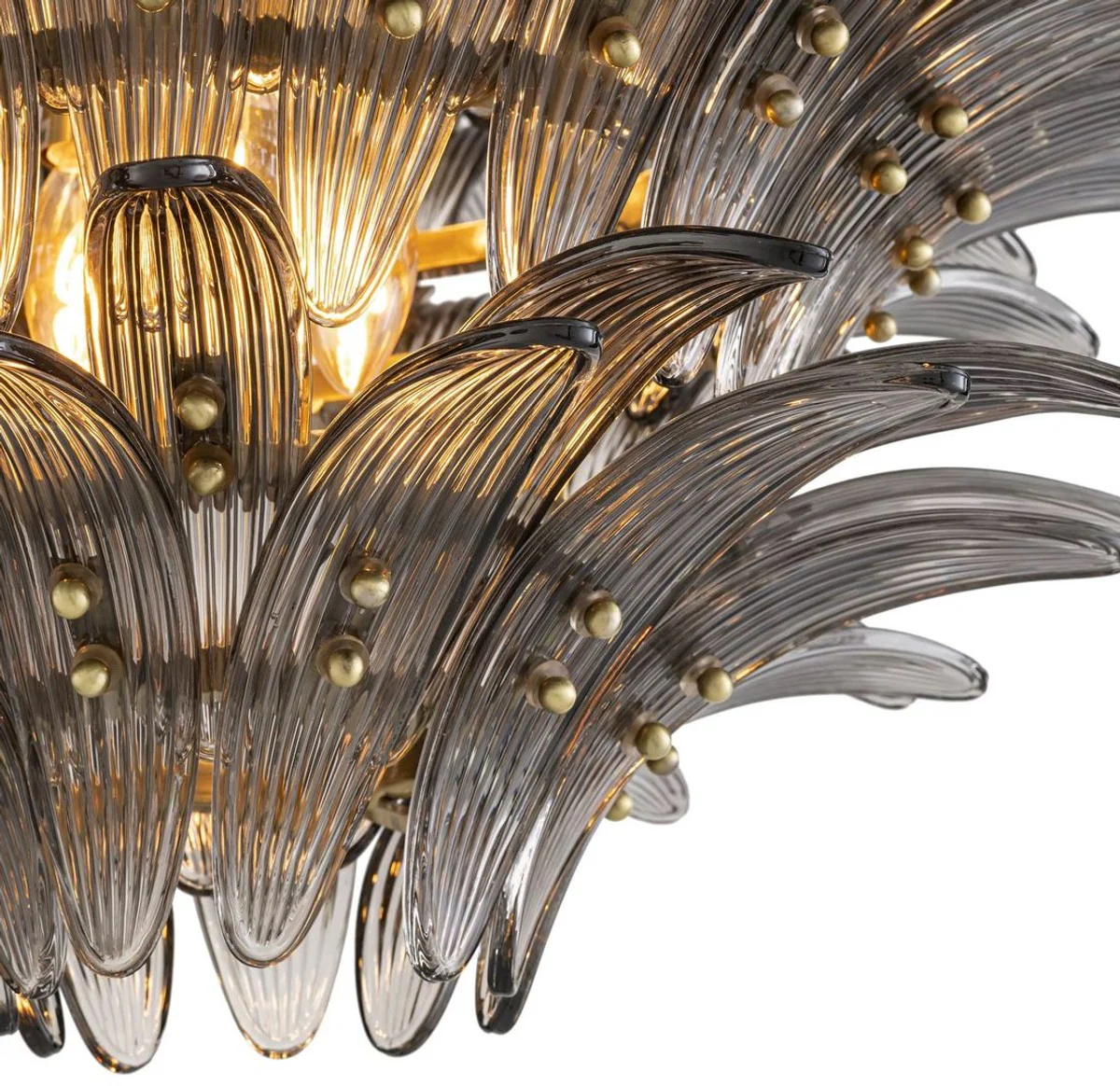 Casa Padrino araña de luces de cristal de lujo latón / gris Ø 80 x A. 41 cm - Araña de Luces Redonda para Hoteles y Restaurantes - Calidad de Lujo