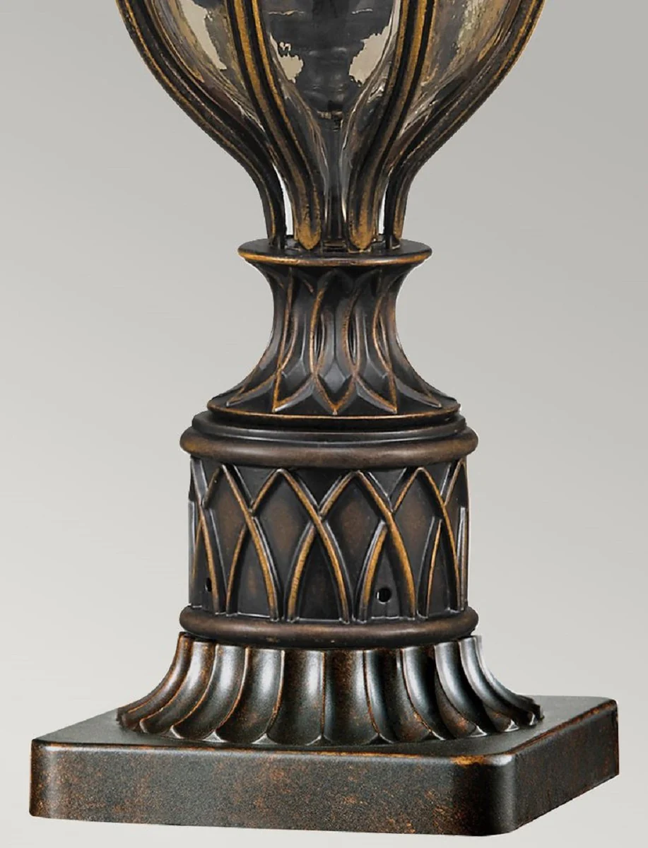 Casa Padrino lámpara de pedestal barroco marrón / bronce / oro Ø 24,1 x A. 61 cm - Resistente a la intemperie jardín terraza lámpara exterior linterna de jardín - Iluminación exterior nostálgica