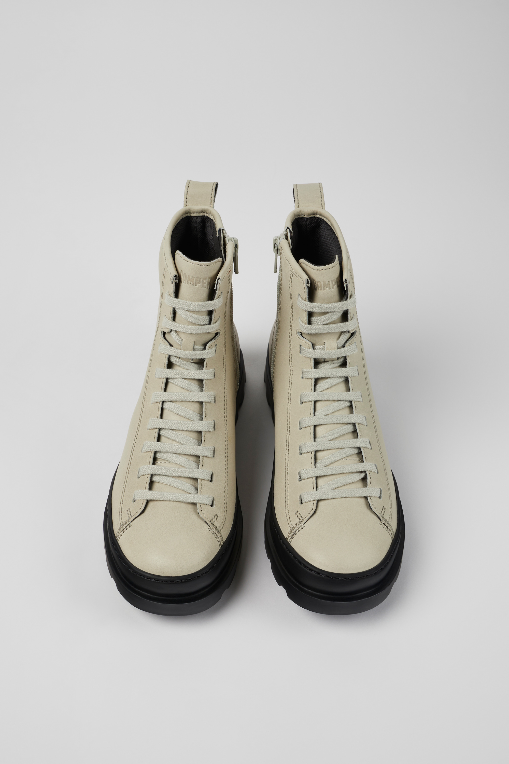 Brutus - Gray leather lace-up boots for women
