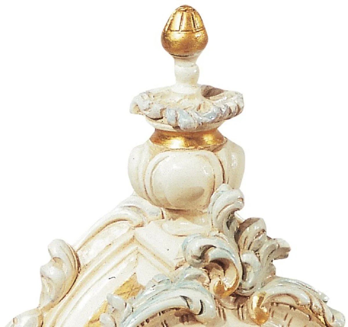 Casa Padrino reloj de mesa barroco de lujo crema / blanco / oro - Magnífico reloj de estilo barroco - Reloj de sobremesa barroco tallado a mano - Calidad de lujo - Hecho en Italia