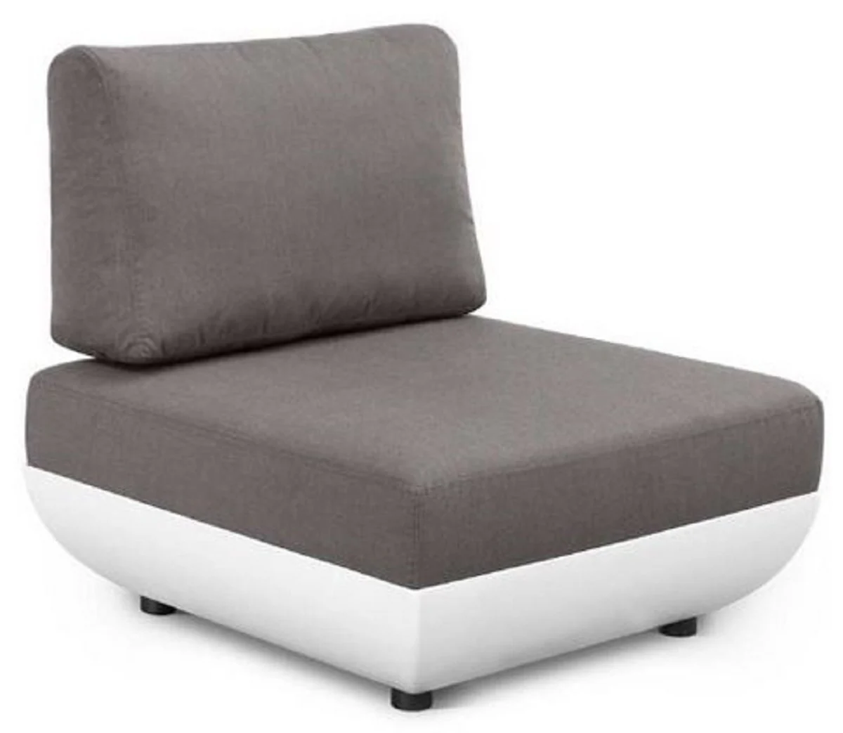 Casa Padrino sillón de jardín de diseño blanco mate / gris oscuro 92 x 95 x A. 90 cm - Sillón de jardín resistente a la intemperie con respaldo ajustable - Muebles de Hotel - Calidad de Lujo