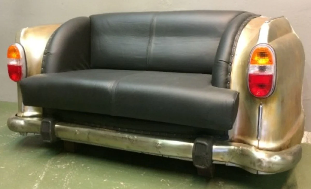 Casa Padrino sof¨¢ autom¨®vil de dise?o negro / oro / plata 163 x 70 x A. 78 cm - Sof¨¢ de sala de estar en el dise?o del autom¨®vil - Muebles autom¨®vil de sala de estar