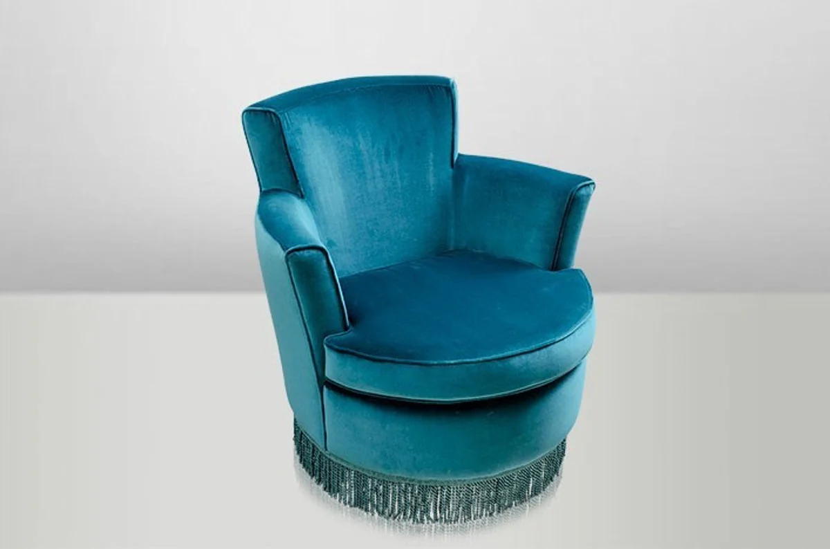 Casa Padrino luxury Art Deco Lounge Chair Blue - Luxury Collection - Art Nouveau - Belle Epoque