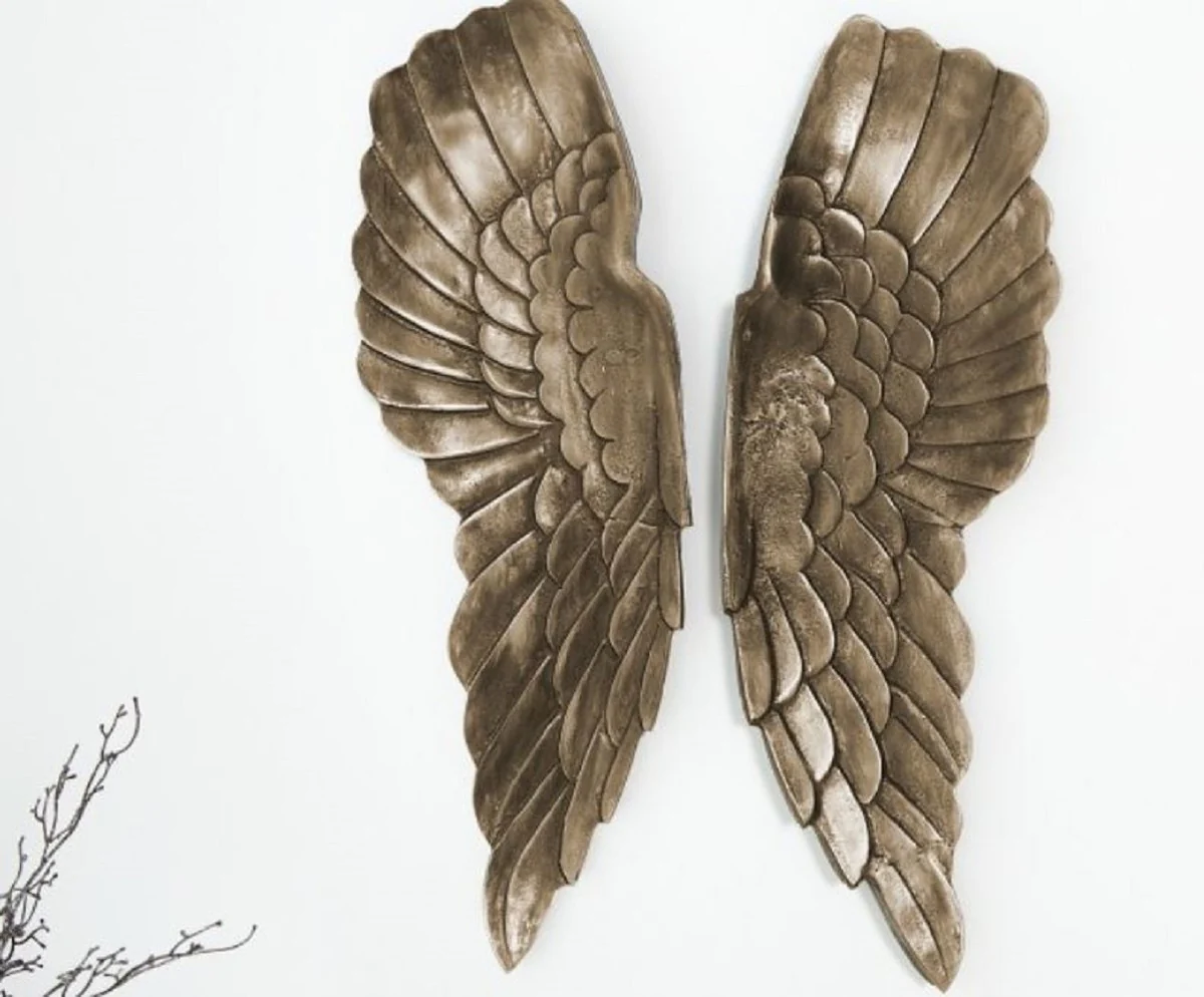 Casa Padrino alas de ángel de metal plata antigua / bronce 20 x 5 x A. 65 cm - Decoración de la Pared - Accesorios Deco