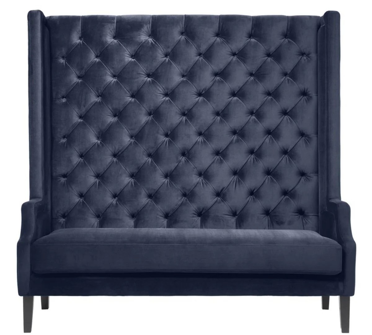 Casa Padrino sof¨¢ con respaldo alto de lujo azul medianoche / negro 160 x 68 x H. 160 cm - Sof¨¢ de Terciopelo Chesterfield de Lujo