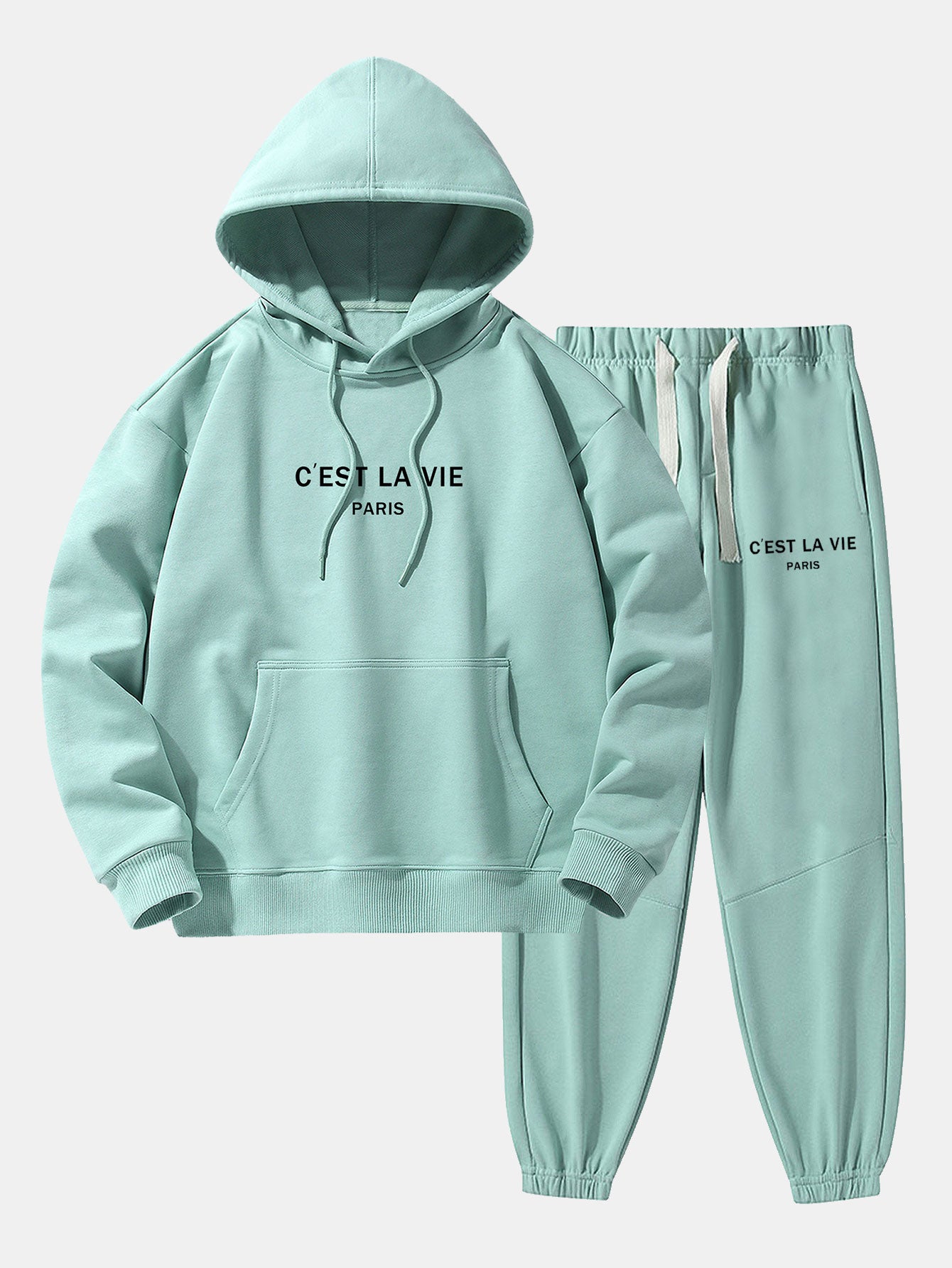 Paris Print Cotton Blend Hoodie & Jogger Pants