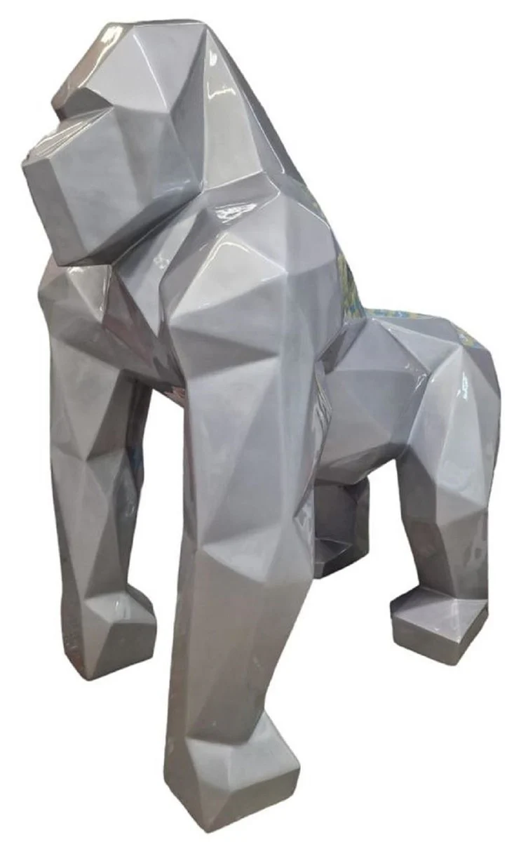 Casa Padrino escultura decorativa de dise?o de lujo mono gorila gris 118 x 78 x A. 128 cm - Figura decorativa XXL - Figura animal abstracta de lujo XXL