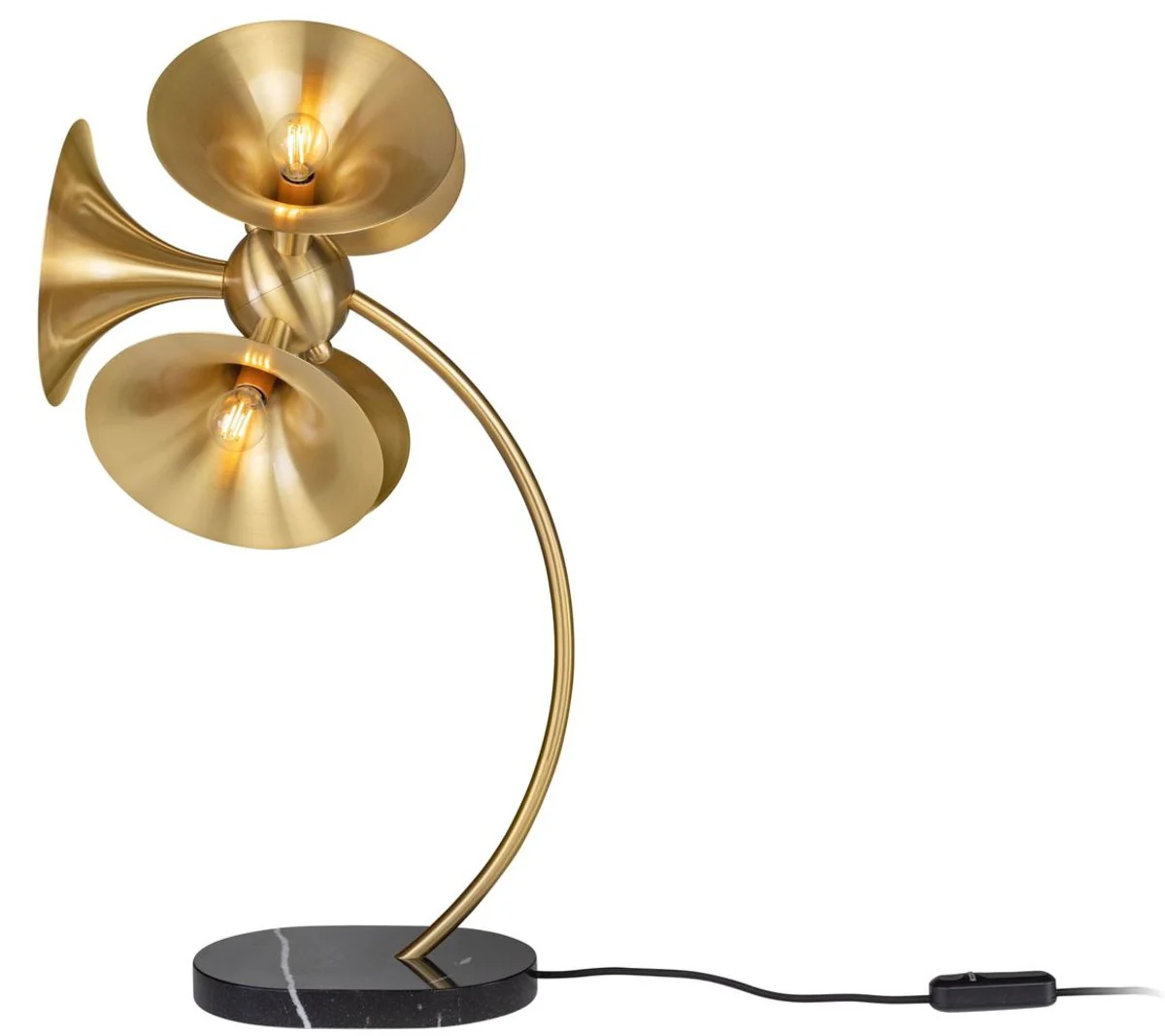 Casa Padrino lámpara de mesa de lujo latón / negro 41 x 41 x H. 77 cm - Lámpara de Escritorio - Lámpara de Latón con Base de Mármol - Lámpara de Salón - Lámpara de Oficina