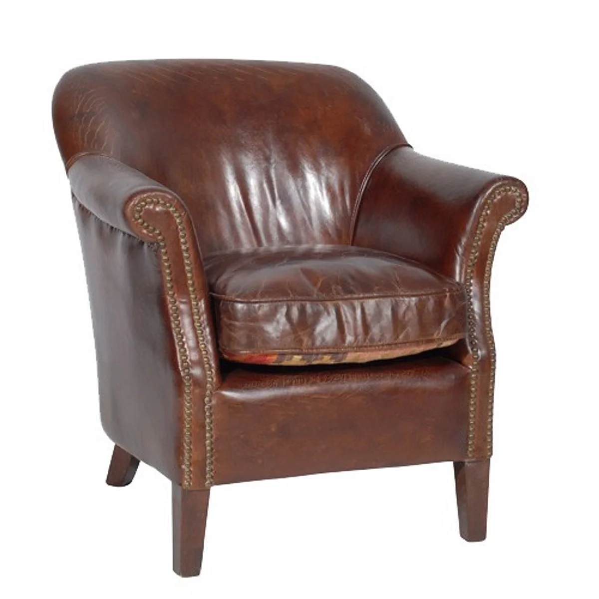 Casa Padrino luxury leather armchair Vintage Cigar Brown Mod2 - leather armchairs Art Deco Lounge