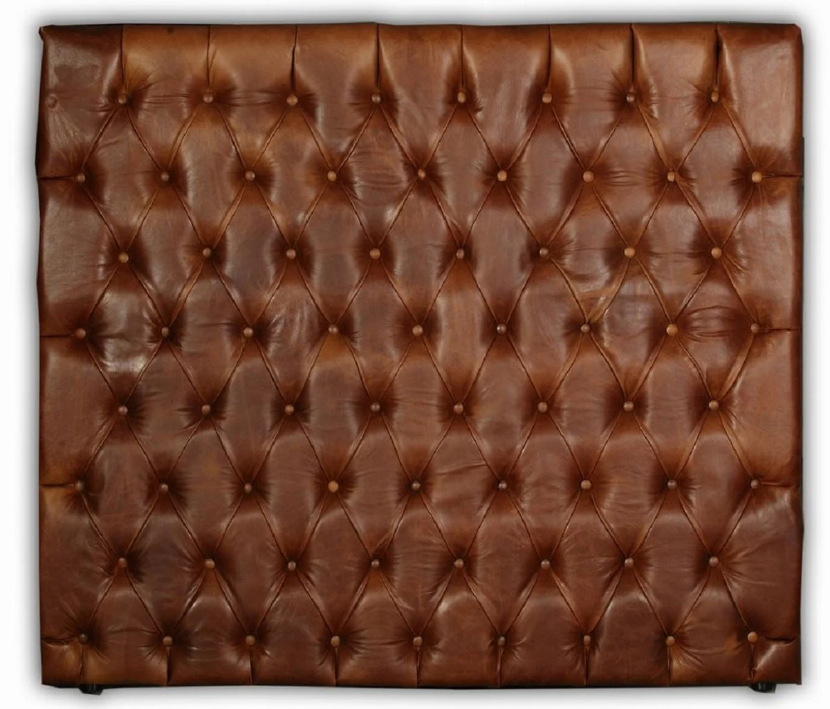 Casa Padrino Cabecero de Cama de Cuero Chesterfield de Lujo Marr¨®n 200 x A. 140 cm - Muebles Chesterfield de Cuero Genuino para Dormitorio y Hotel - Colecci¨®n de Lujo