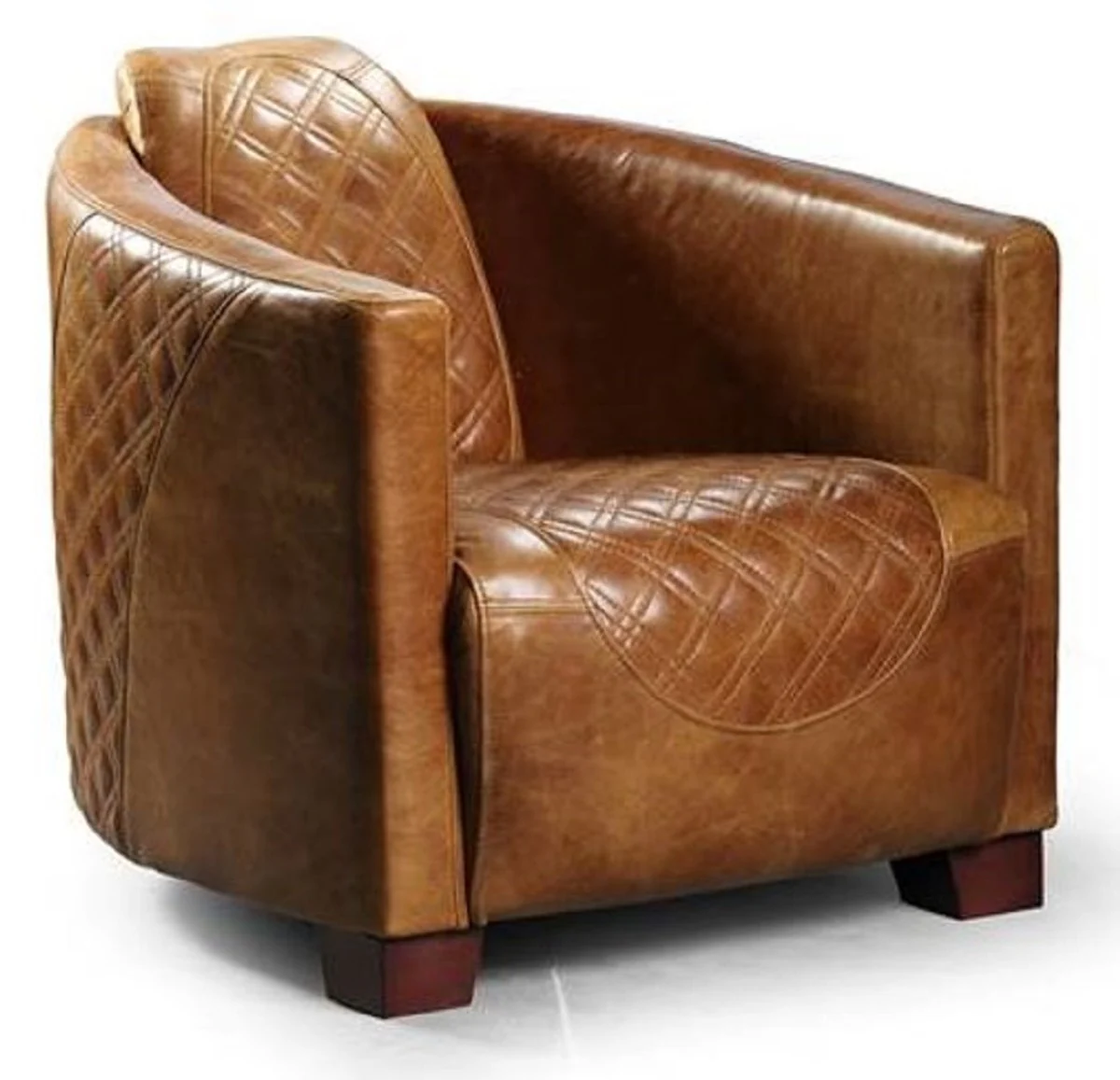 Casa Padrino sill¨®n de cuero de lujo marr¨®n vintage / marr¨®n oscuro 72 x 90 x A. 67 cm - Sill¨®n de sal¨®n de cuero aut¨¦ntico - Muebles de Sal¨®n - Colecci¨®n de Lujo