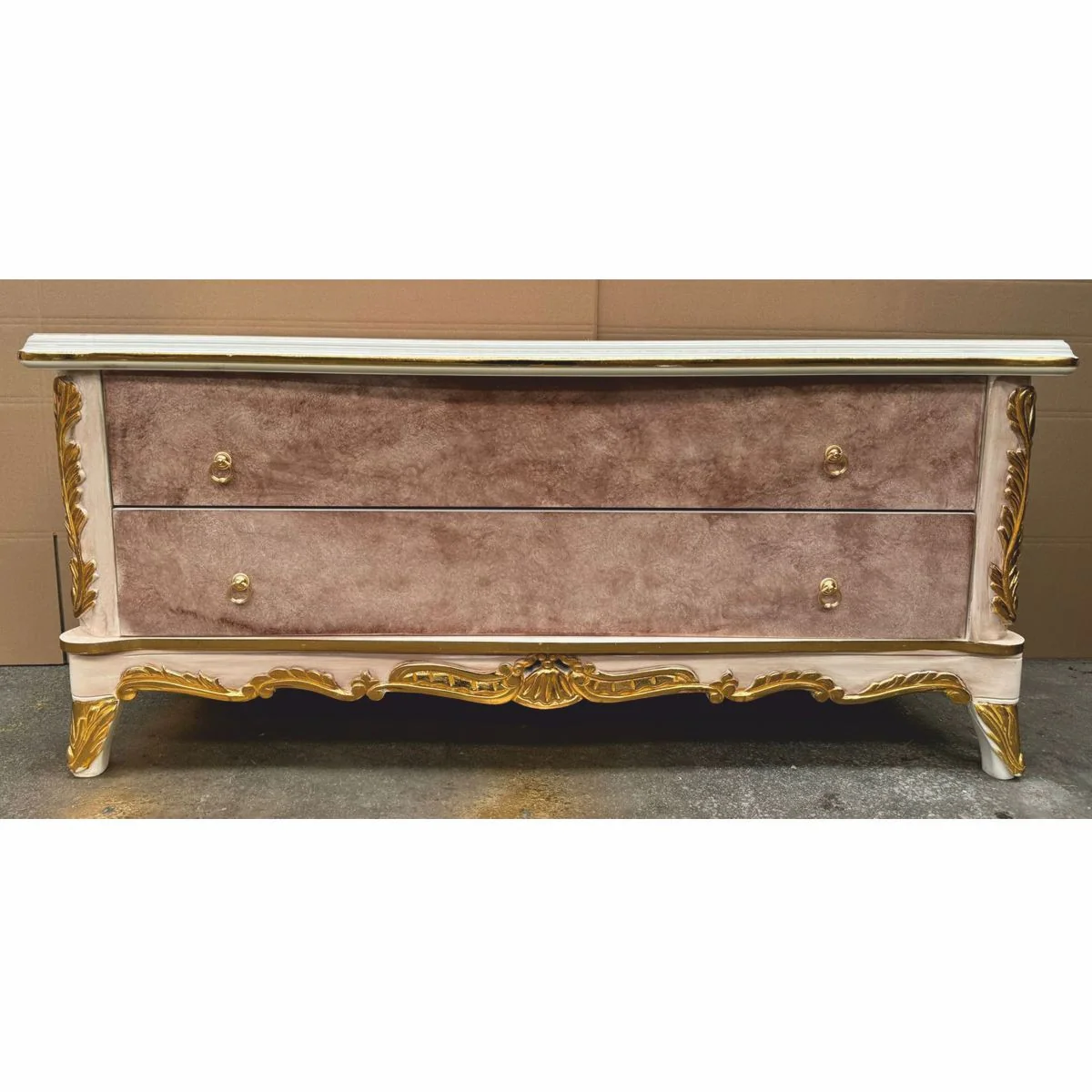 Casa Padrino gabinete de TV barroco de lujo blanco / marr¨®n / oro 165 cm - Muebles barrocos