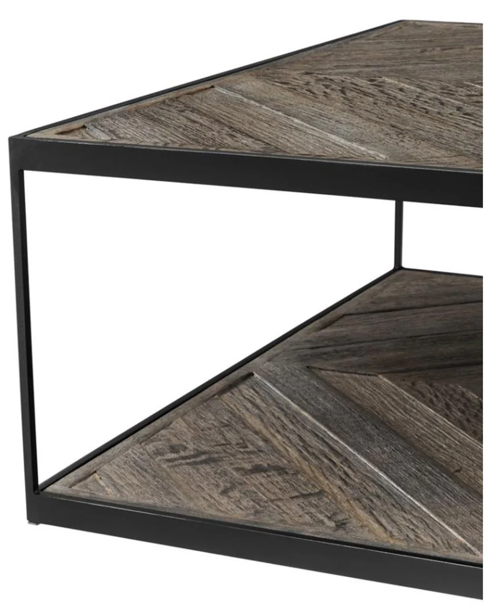 Casa Padrino mesa de centro de dise?o de acero galvanizado y resistido roble - colecci¨®n de lujo