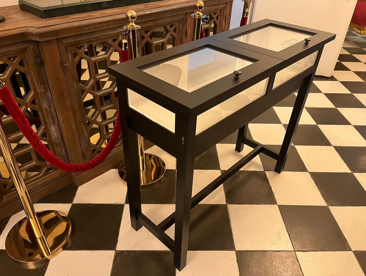 Casa Padrino vitrina de tienda de estilo campestre negro / blanco 110 cm