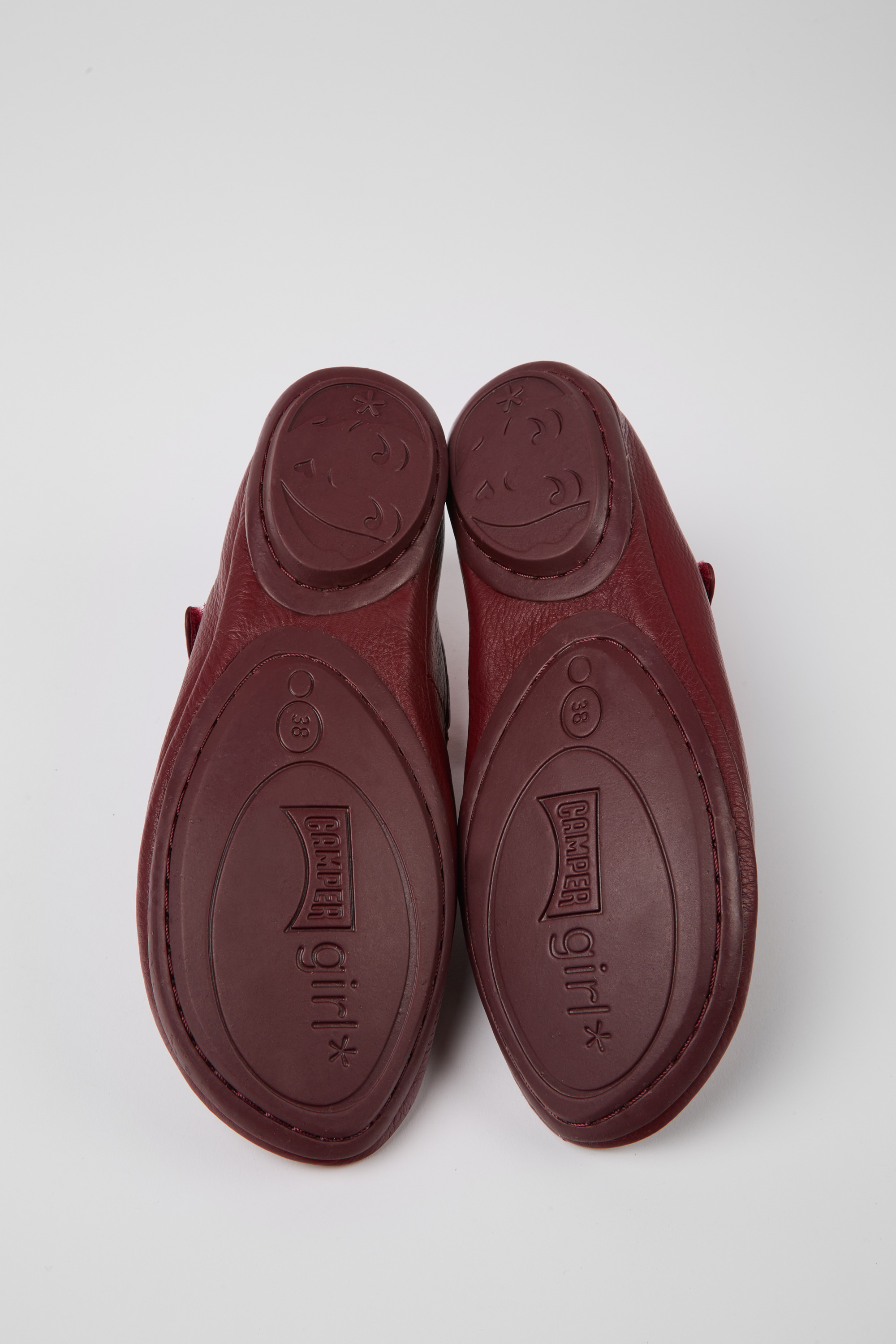 Right - Burgundy leather ballerina flats for women