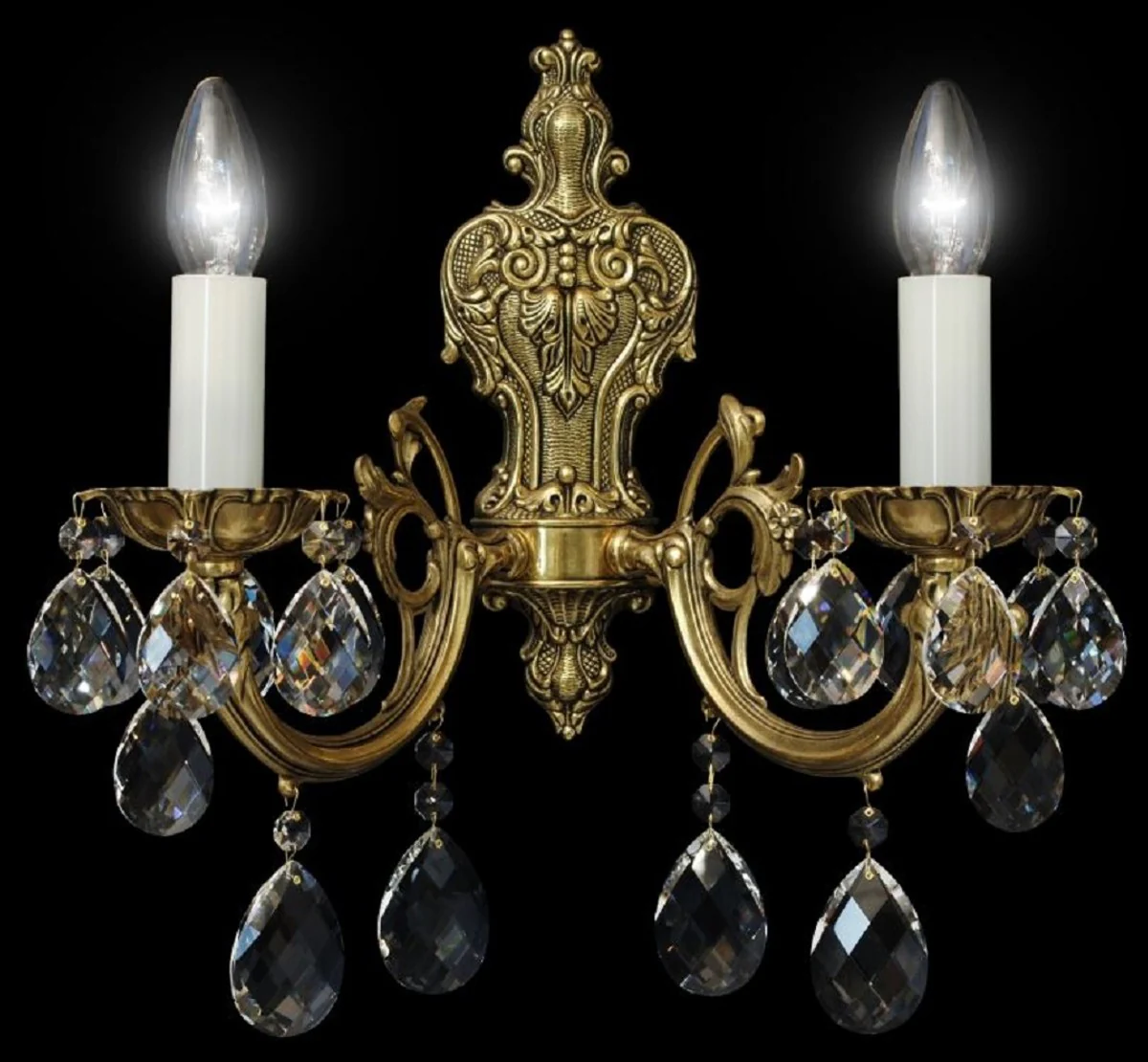 Casa Padrino lámpara de pared de cristal barroco de lujo bronce 21 x A. 37 cm - Magnífica lámpara de pared con cristal de Bohemia - Noble & Magnífica