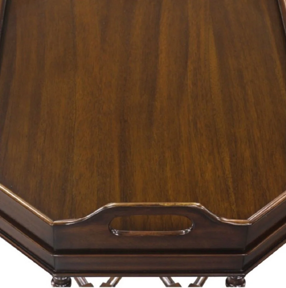 Casa Padrino mesa de centro / mesa de servir de lujo marr¨®n oscuro 66 x 41 x H. 62 cm - Mesa de Servir de Caoba con Bandeja Extra¨ªble