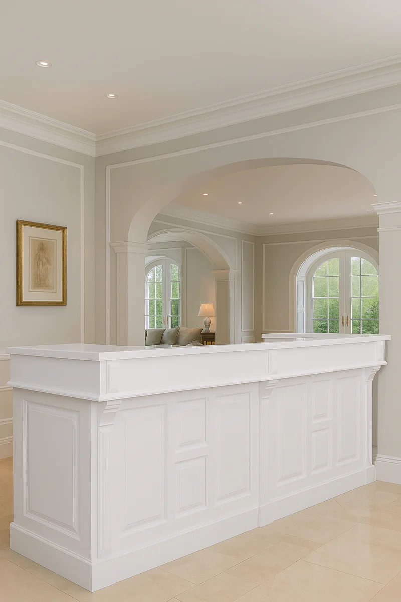 Barra de Bar Estilo Campestre Casa Padrino Blanca 240 cm - Mostrador de Tienda Estilo Campestre